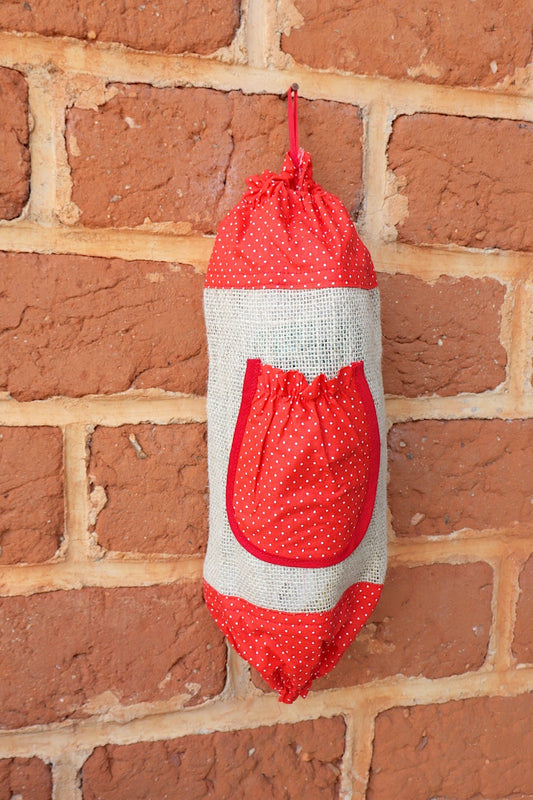 Puxa Saco Bolso Juta com Tricoline Vermelho