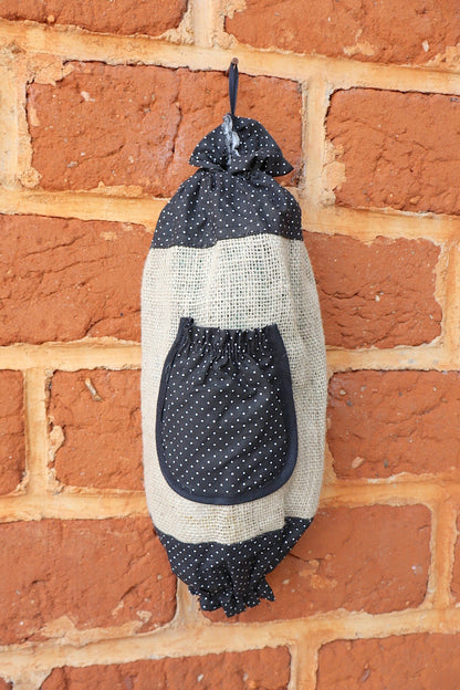 Puxa Saco Bolso Juta com Tricoline Preto