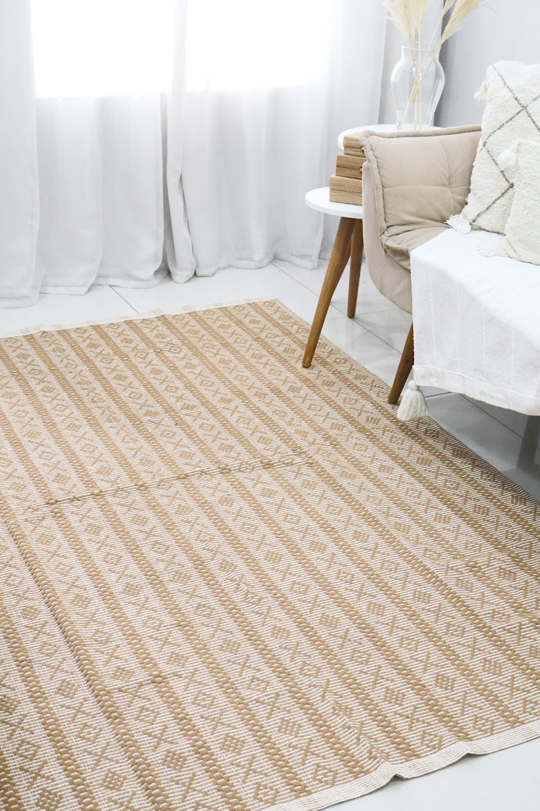 Tapete Itatiaia Listrado Algodão Caramelo 1,50x2,00m