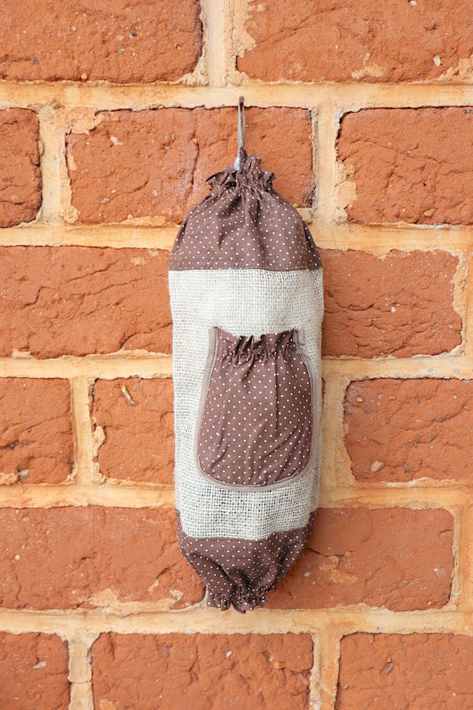 Puxa Saco Bolso Juta com Tricoline Marrom