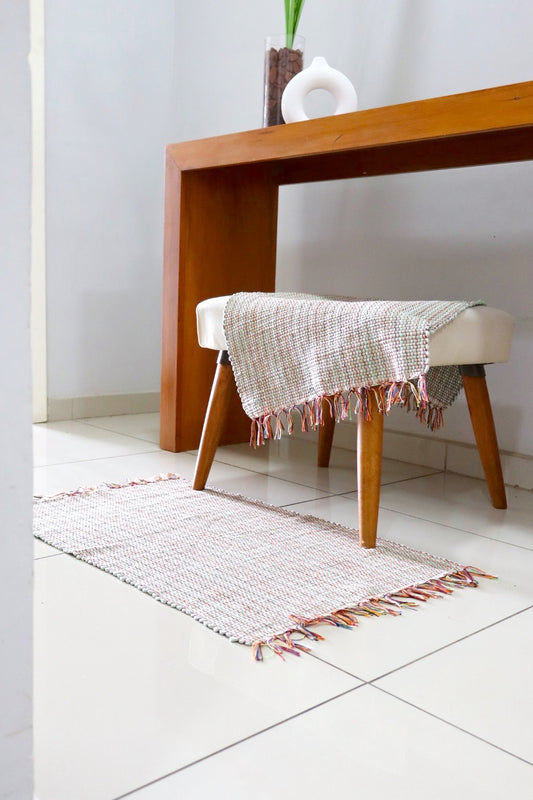 Par de Tapete de Malha Liso Verde Claro