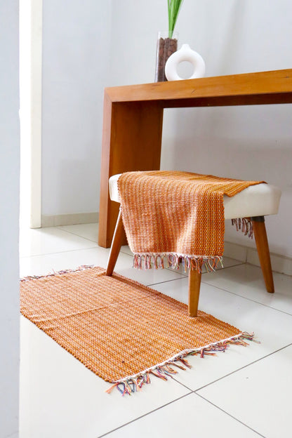 Par de Tapete de Malha Liso Terracota