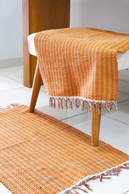 Par de Tapete de Malha Liso Terracota