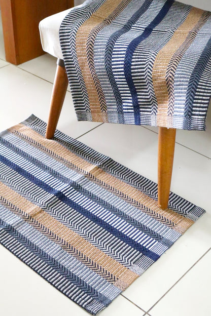 Tapete 46X67cm Listrado Etnico Azul