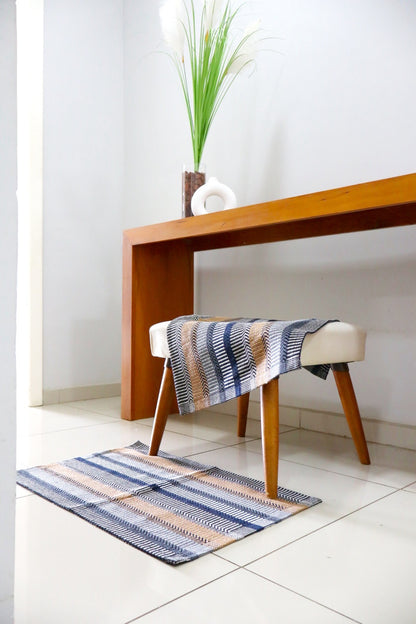 Tapete 46X67cm Listrado Etnico Azul