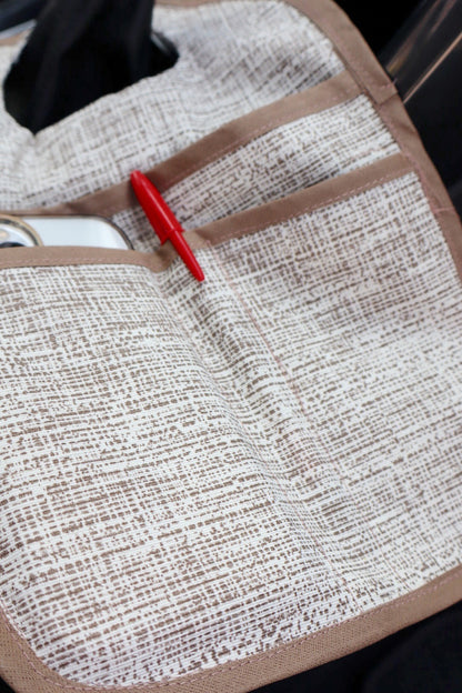 Lixeira para Carro de Tecido com Bolsos Mesclado Cru e Bege