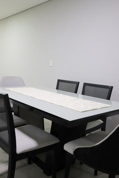 Caminho de Mesa Impermeável Belize Mesclado Cru