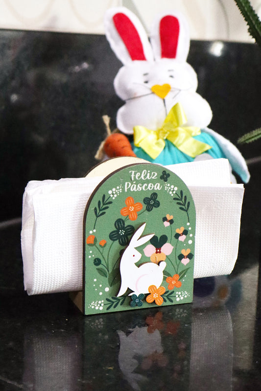 Suporte Porta Guardanapo Feliz Páscoa Verde