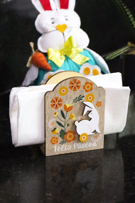 Suporte Porta Guardanapo Feliz Páscoa Neutro