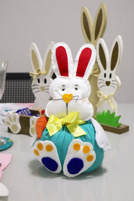 Peso de Porta / Decoração de Mesa Páscoa Coelho Colorido