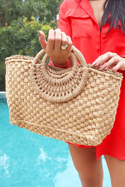 Bolsa Palha Grande com Alça Redonda