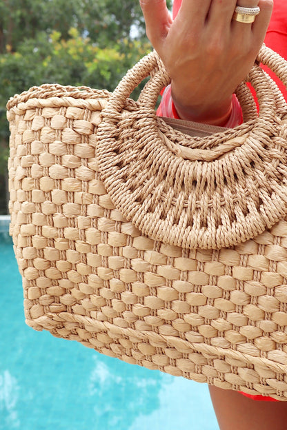 Bolsa Palha Grande com Alça Redonda