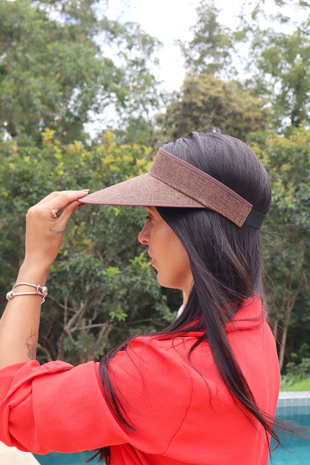 Viseira Arco Grande Palha Praia Piscina