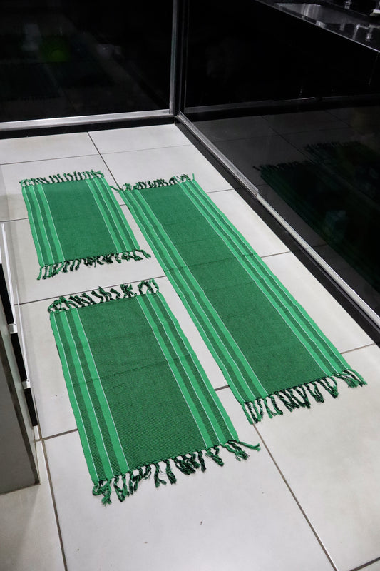Jogo de Passadeira com 3 Peças em Algodão Comum Verde