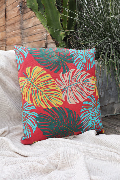 Capa de Almofada em Gorgurinho Flores Vermelha 45x45