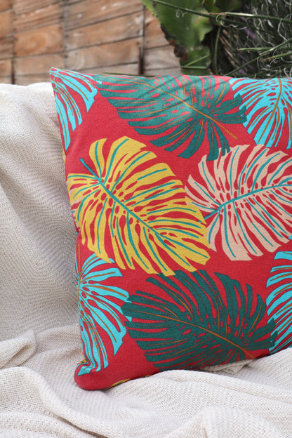 Capa de Almofada em Gorgurinho Flores Vermelha 45x45