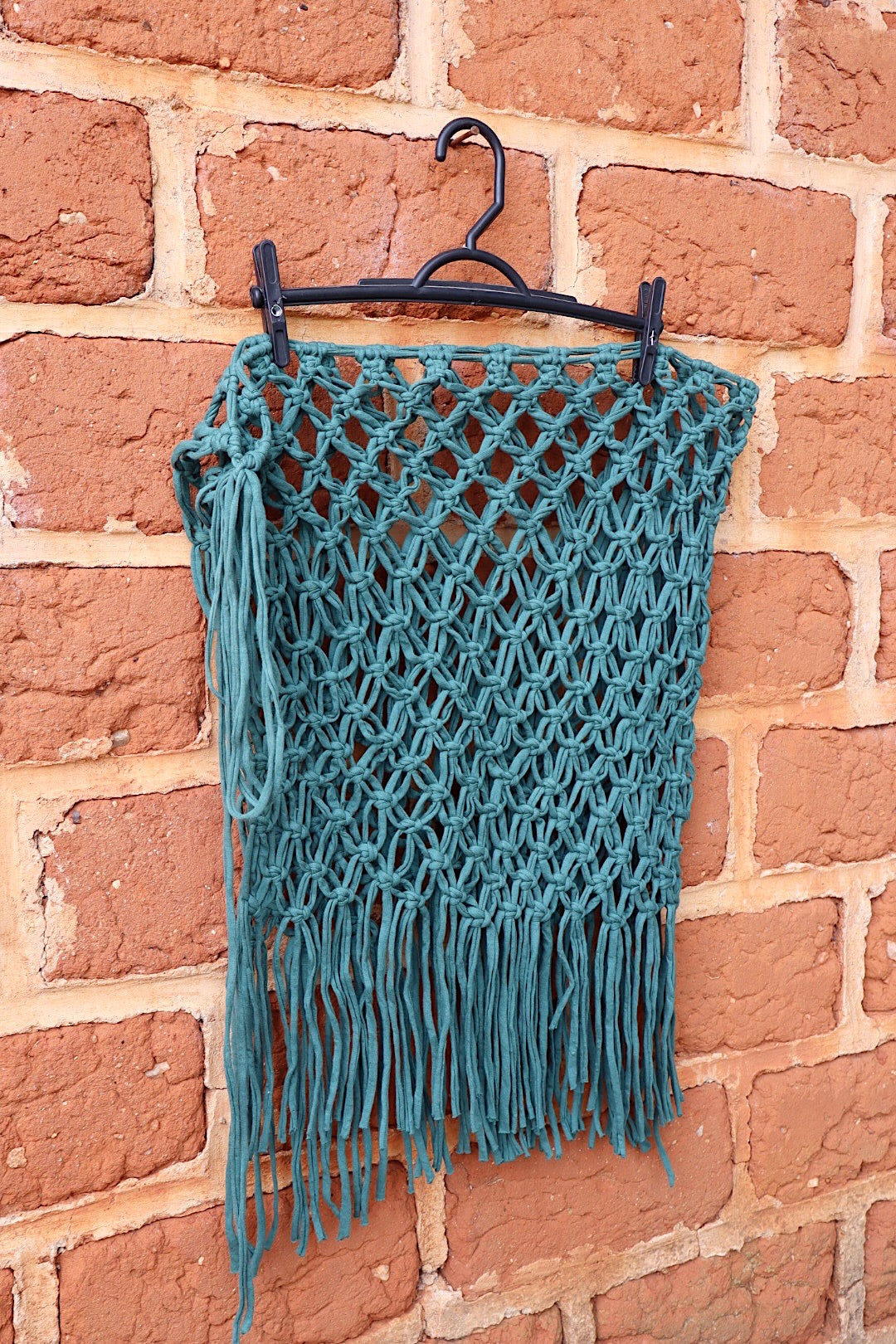 Saída de Praia Crochê Macramê Curta Luxo em Malha Verde Musgo