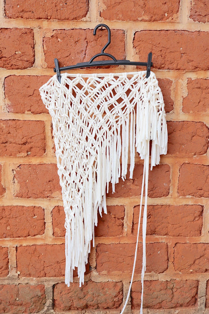 Saída de Praia Crochê Macramê Curta Recorte Luxo em Malha Cru