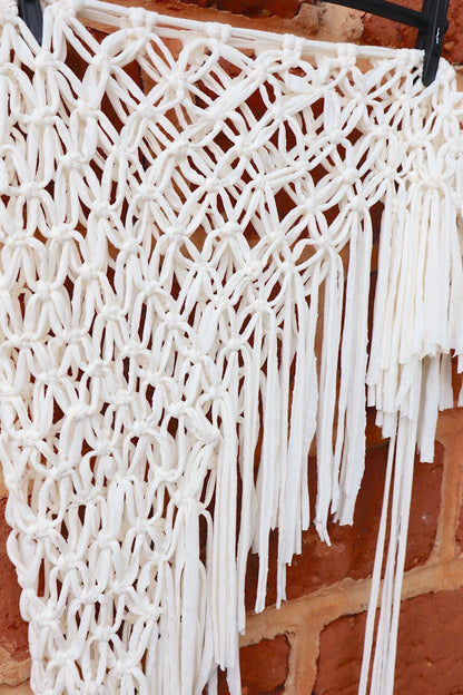 Saída de Praia Crochê Macramê Curta Recorte Luxo em Malha Cru