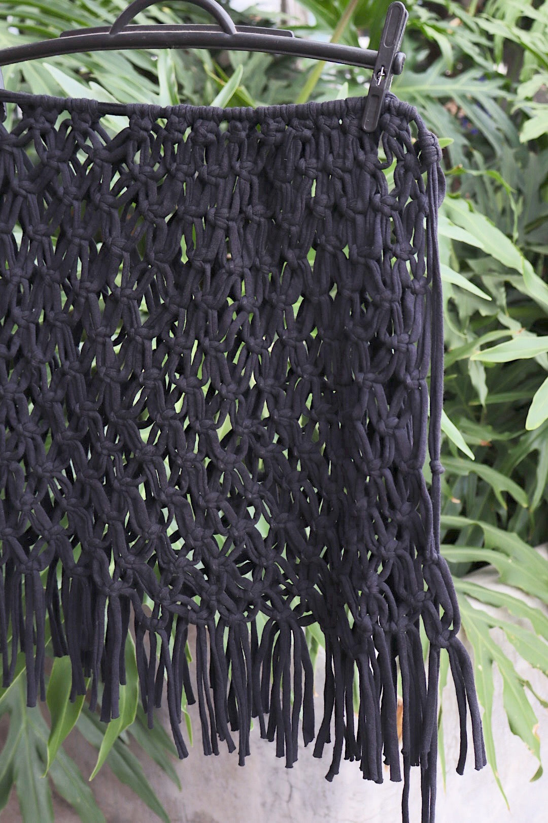 Saída de Praia Crochê Macramê Curta Luxo em Malha Preta