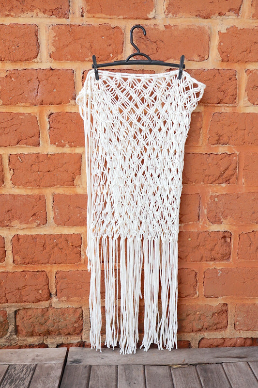 Saída de Praia Crochê Macramê Luxo Longa em Malha Cru