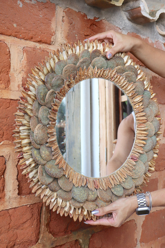 Espelho Semente Trabalhado Redondo