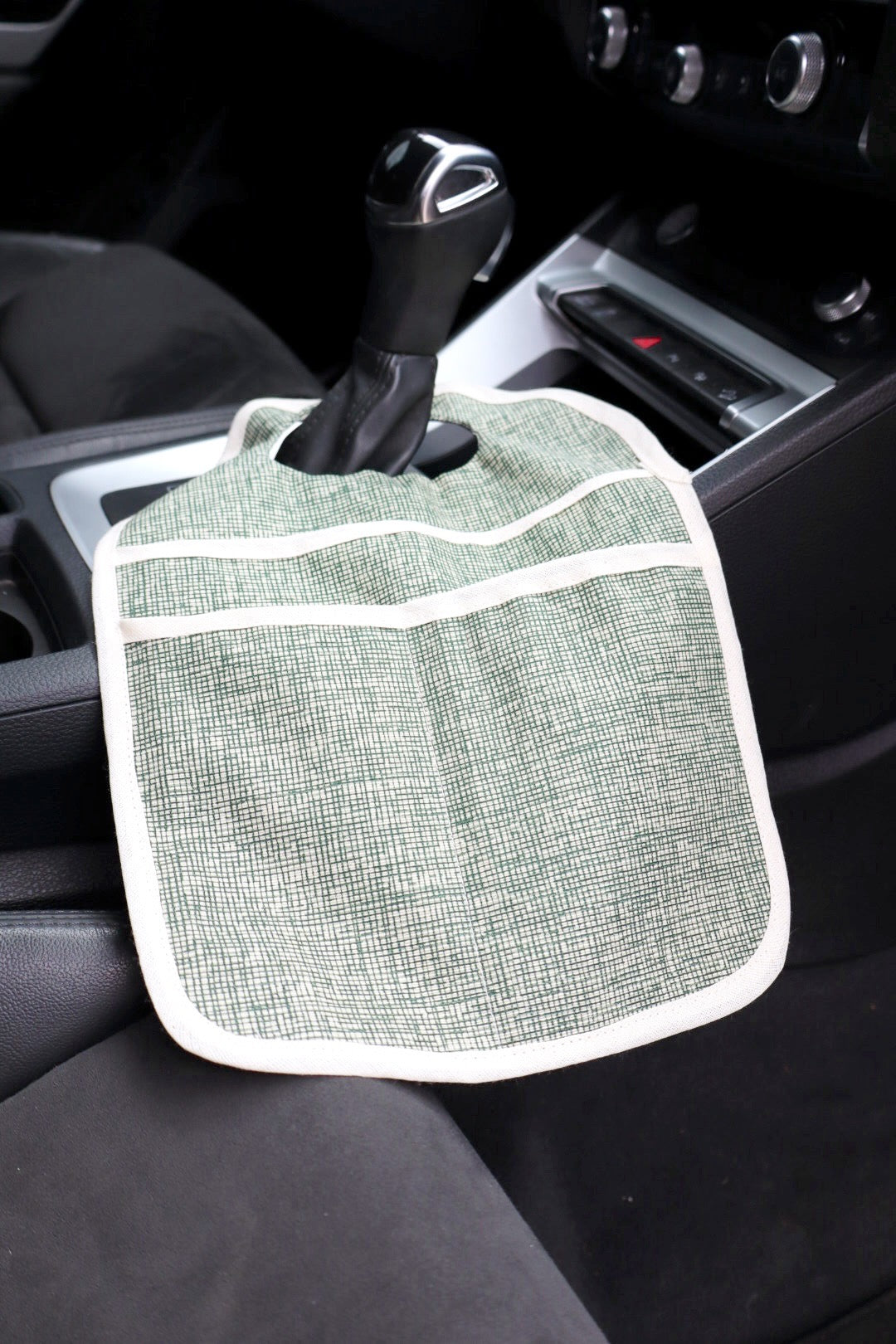 Lixeira para Carro de Tecido com Bolsos Mesclado Verde