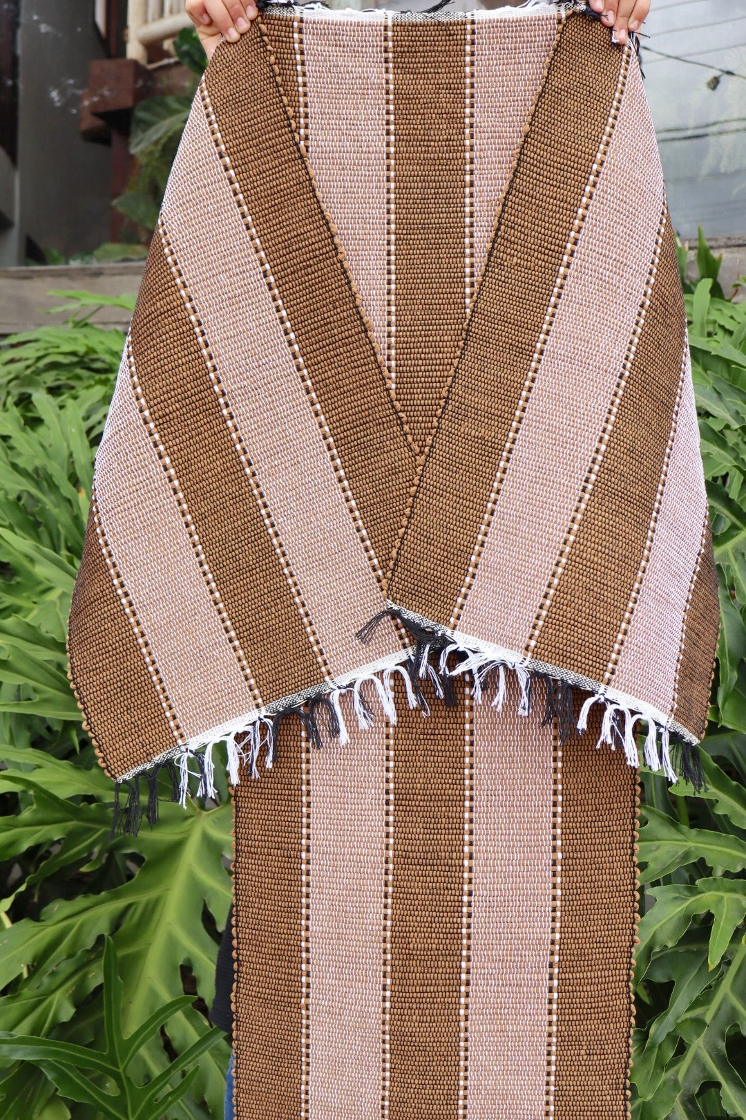 Jogo de Passadeira Malha com 3 Peças Caramelo Listrado