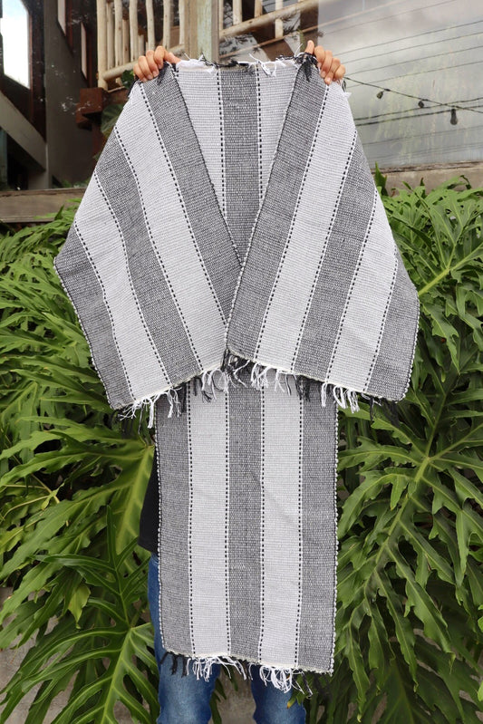 Jogo de Passadeira Malha com 3 Peças Branco e Preto Mini