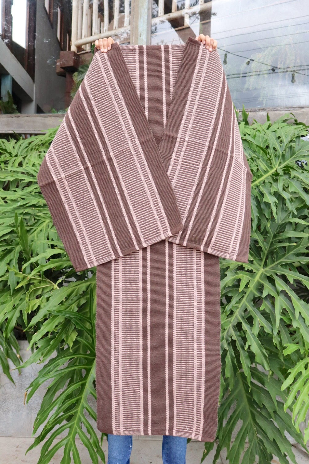 Jogo de Passadeira Linha Listrado Marrom