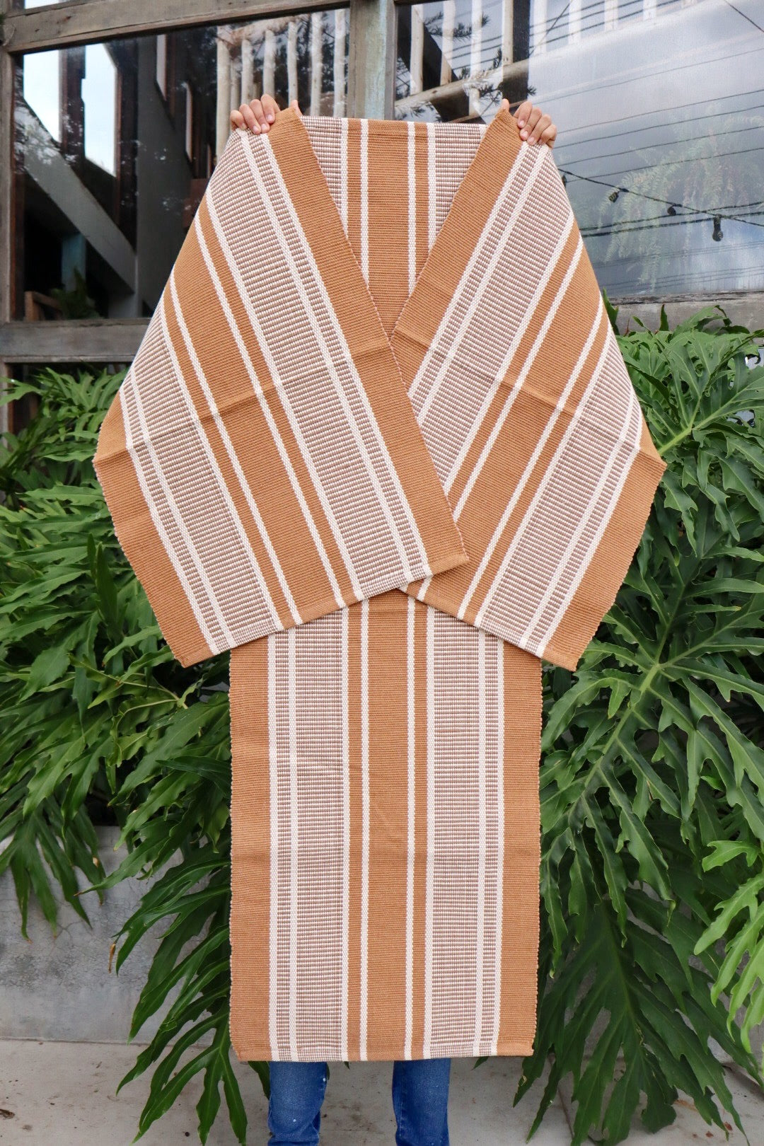 Jogo de Passadeira Linha Listrado Mostarda