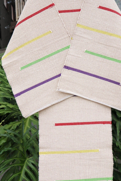 Jogo de Passadeira Linha Capri Cru Listras Coloridas