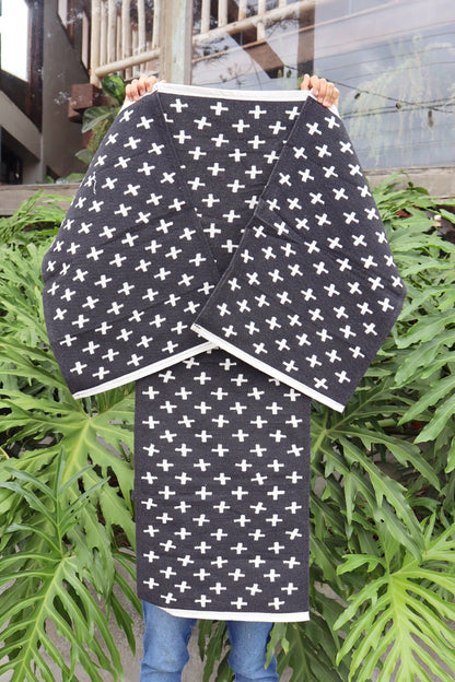 Jogo de Passadeira Algodão Indiano Dupla Face Cru e Preto +