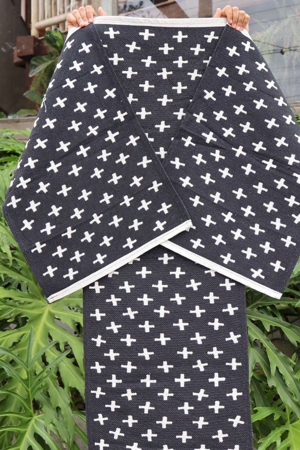 Jogo de Passadeira Algodão Indiano Dupla Face Cru e Preto +