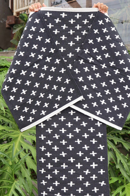 Jogo de Passadeira Algodão Indiano Dupla Face Cru e Preto +