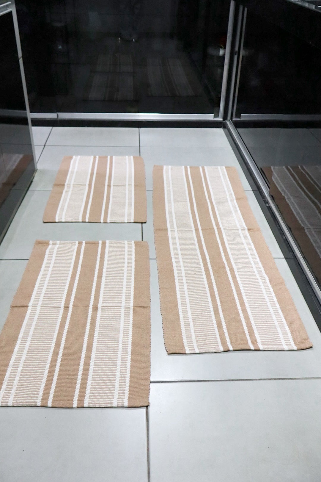 Jogo de Passadeira Linha Listras Bege