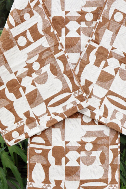 Jogo de Passadeira Algodão Geométrico Caramelo