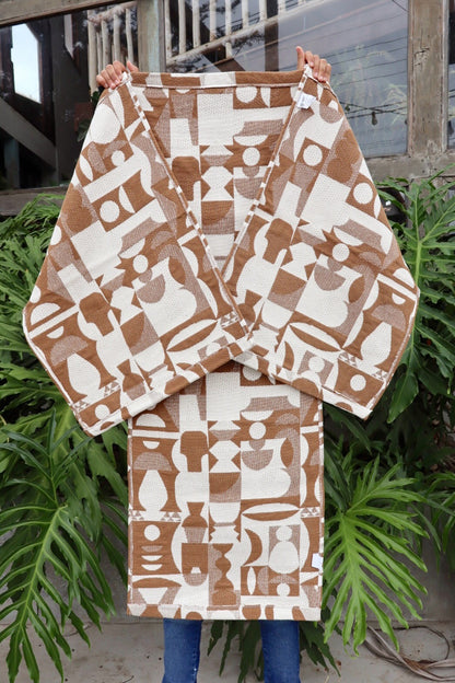 Jogo de Passadeira Algodão Geométrico Caramelo