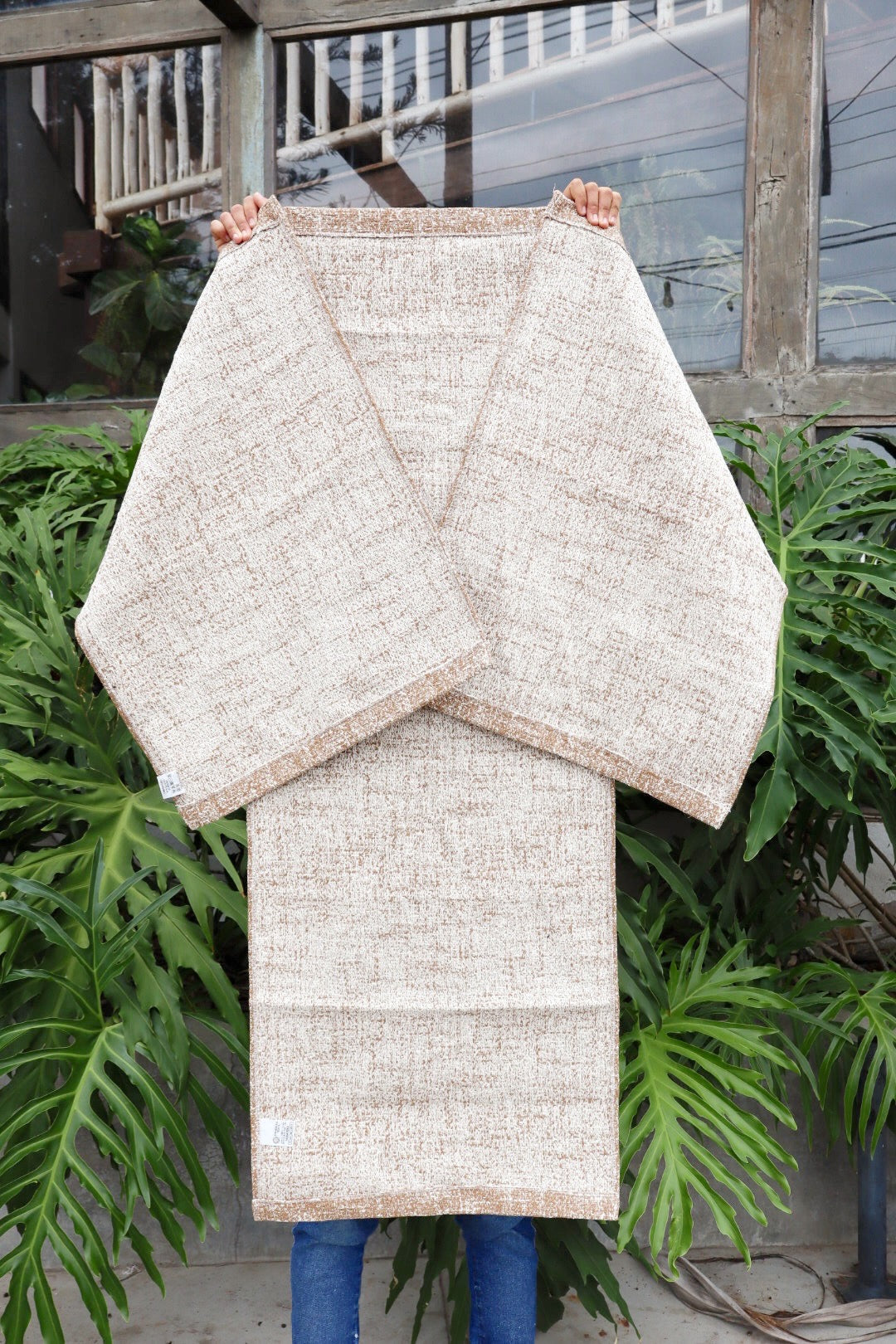 Jogo de Passadeira Algodão Mesclado Bege