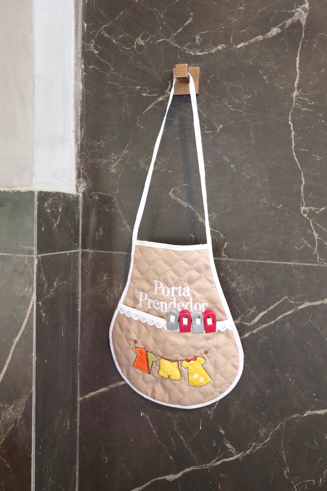 Avental Porta Prendedor de Roupas Bege