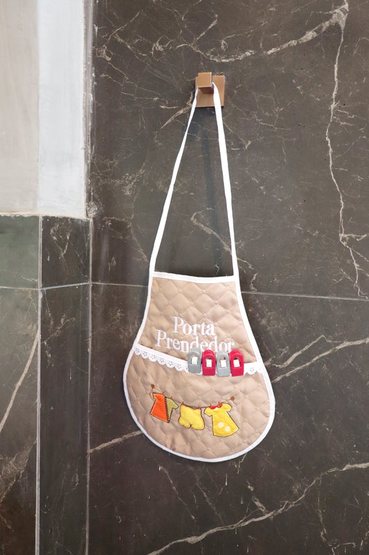 Avental Porta Prendedor de Roupas Bege