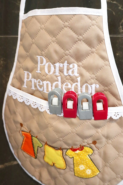 Avental Porta Prendedor de Roupas Bege