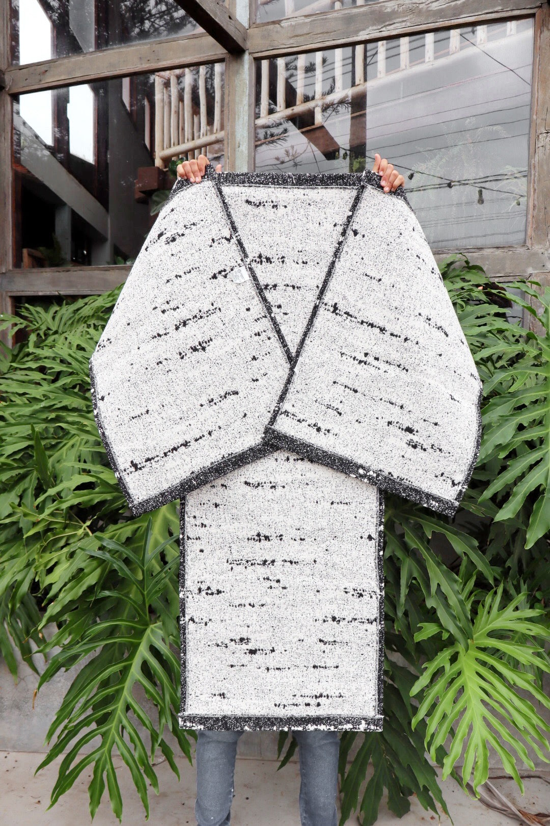 Jogo de Passadeira Algodão Mesclado Preto