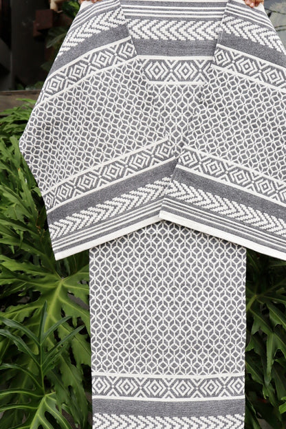 Jogo de Passadeira Algodão Indiano Dupla Face Cinza