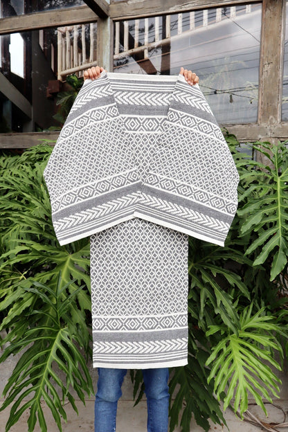 Jogo de Passadeira Algodão Indiano Dupla Face Cinza