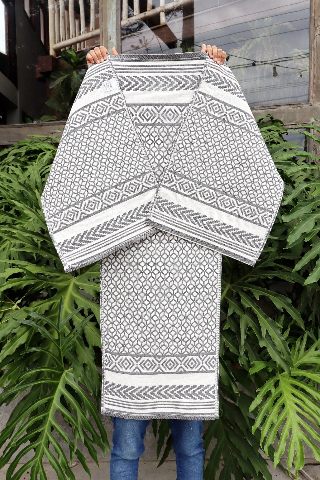 Jogo de Passadeira Algodão Indiano Dupla Face Cinza