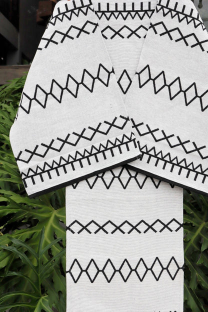 Jogo de Passadeira Algodão Indiano Dupla Face Canvas Preto e Cru