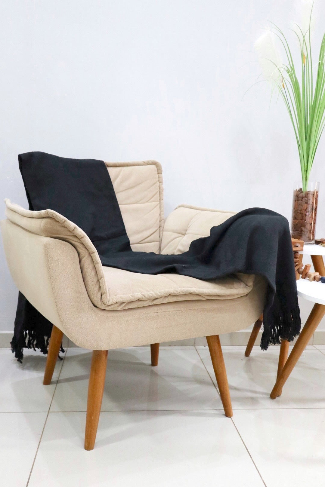 Manta para Sofá Básica Gigante Preta 1,40x2,20m