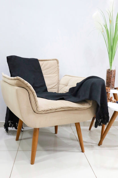 Manta para Sofá Básica Gigante Preta 1,40x2,20m