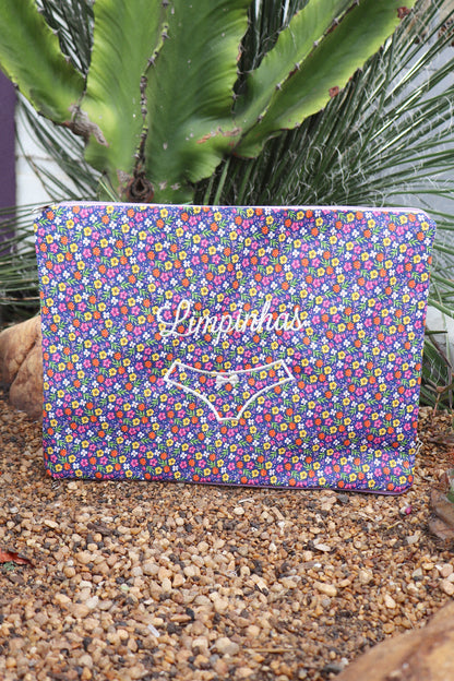 Necessaire Porta Calcinha Limpinha Sujinha G Florzinhas Coloridas